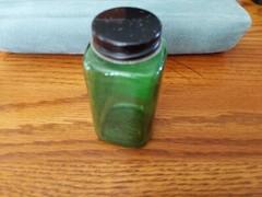 VTG Green Glass Prescription Bottle 1952 Brown Hoselton Int Falls, Minnesota
