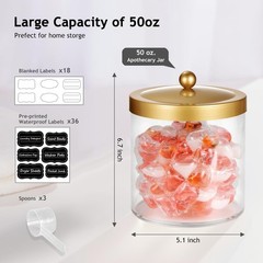 SheeChung 3 Pack 50 Ounce Large Clear Apothecary Jar with Gold Rust-Proof Lid…