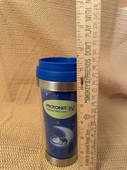 Pharma Drug Rep Protonix Blue/Clear Stainless Steel Hot/Cold Travel Mug, New