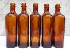 5 X Old Brown Medicine Glass Pharmacy Bottles 250 ML Approximately 17.0 CM Brown