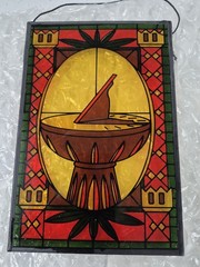4 Stain Glass Panels Schering Pharmacy Rx Ad Premium USA Bicentennial 1976 VTG