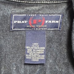 Vintage 90s Y2k Phat Farm New York Men’s Large Denim Trucker Jacket Embroidered