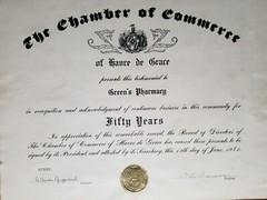 1941 GREEN’S PHARMACY Havre De Grace Maryland Chamber of Commerce 50 Year Award