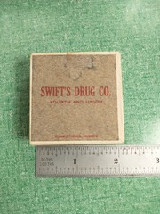 Vtg Swift’s Drug Co. 4th & Union 5/13/1924 Prescription Cardboard Box 2″ Square