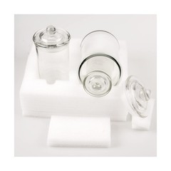 Mini Glass Apothecary Jars, Bathroom Storage Organizer Canisters for Cotton S…