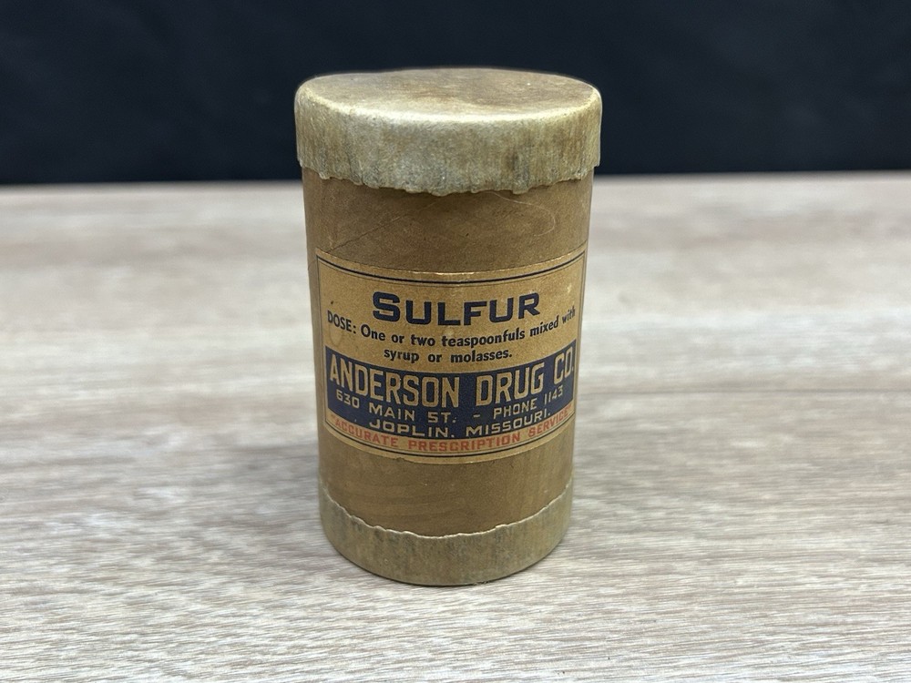 Vintage Sulfur Anderson Drug Co Empty Cardboard Container