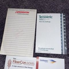 4 VINTAGE Promo Pharmaceutical Drug Rep Doctor Note Pad Paper And Pens Lot