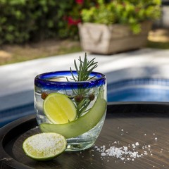 9 oz Hand Blown Mexican Drinking Glasses – Set of 6, 9 fl oz each, Cobalt-Blu…