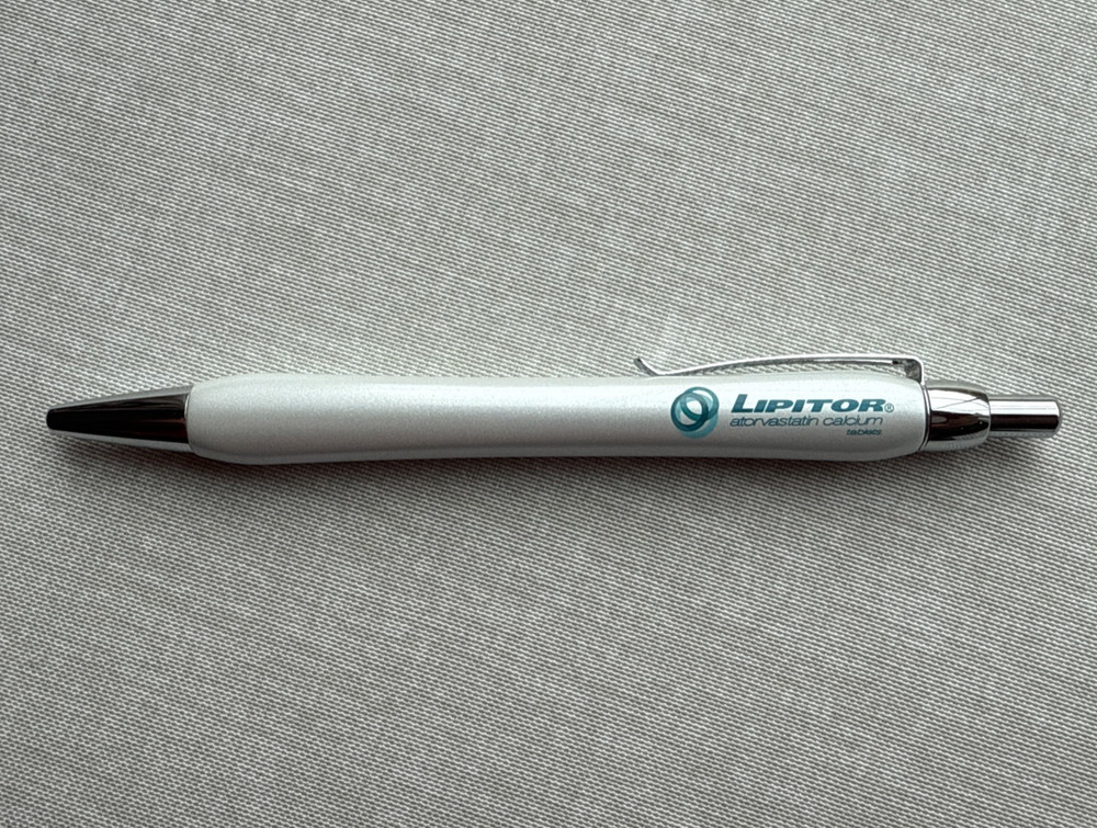 Lipitor Pharmaceutical Pen Pearl White And Chrome Drug Rep Advertising