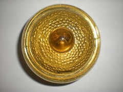 Vintage Apothecary Jar Amber Yellow Urn Ginger Glass Canister 9″
