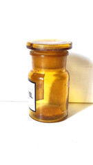 BENZONAPHTHOL., Vintage Glass Apothecary Pharmacy Amber Jar, 50 ml, Cap