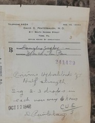 1946 2-sided Pharmacy Ledger Page – 20 vintage prescriptions – Sulfedex