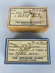 2 x Vintage Hertzler Clinic Prescription Pill Box Cardboard Paper Rx Pharmacy