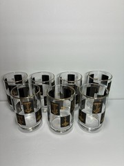 MCM Medical Pharmacy Libbey Glasses Black & 22 KT Gold 7 Tall 7 Medium 4 Short