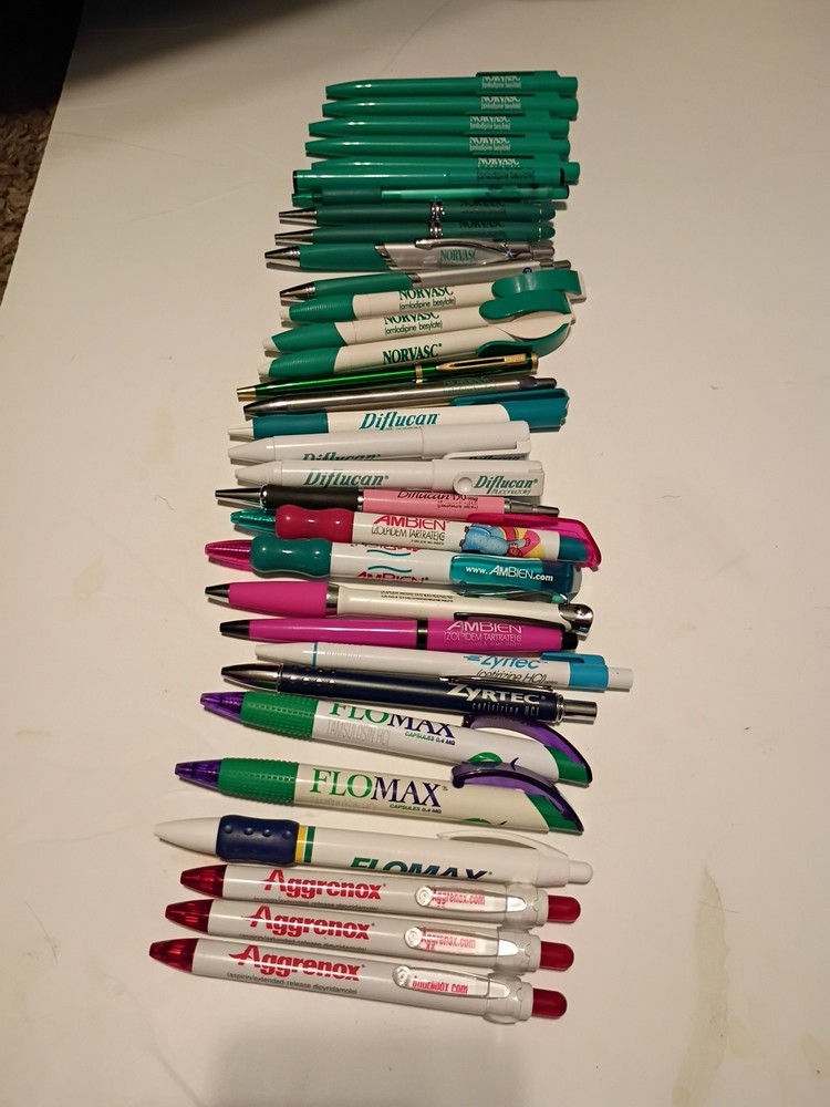 Variety Pen Pharmaceutical Drug Rep Lot of 32 Flomax, Ambien, Norvasc, Diflucan