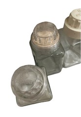 SQUIBB Pharmaceutical Vintage Square Medicinal Apothecary Clear Glass Bottle 7PC