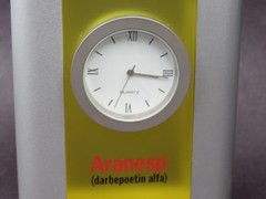 Rare Aranesp Desk Clock Drug Rep Pharmaceutical Promo In Original Box w/ Inserts