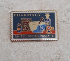 Vintage Pharmacy United States Postage 8 Cent Stamp Pin