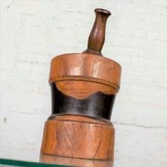 Vintage Mid-Century Modern Hand Turned Wood Mortar and Pestle 1950