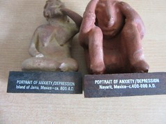 4 Vintage Mexican Terracota Figures Anxiety / Depression – Adv. for Etrafon