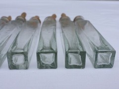 2 X Old Small Medicine Glass Pharmacy Bottle Green Long Approx. 9.5 Cm