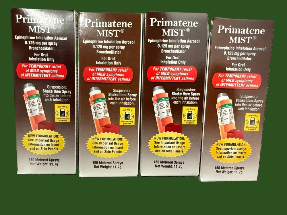 4 Pack Primatene Mist Epinephrine Inhalation Aerosol 160 Sprays 11.7g EXP01/28