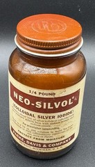 Rare NEO-SILVER Parke Davis & Company Amber Medicine 4” Bottle