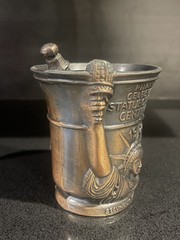Pharmaceutical Apothecary Brass Mortar & Pestle Secundum Artem Statue Liberty