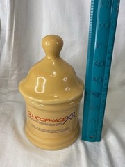 Vtg GLUCOPHAGE XR Pharmaceutical Advertisement Yellow Lidded Urn Apothecary Jar