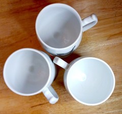 VTG Set of 3 Mortar & Pestle Medicine RX Apothecary Pedestal Mugs White EUC