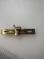 Pharmacy Apothecary Mortar & Pestel Tie Clip Tie Bar Vintage Gold Tone Anson