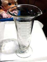 Antique John M Maris Tapered Apothecary Chemist Beaker Etched Glass Footed