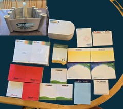 Large Lot of 54 Drug Rep Pharma Sticky Note Pads and Clarinex Nasonex Desk Caddy