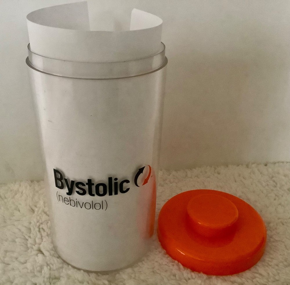 DRUG REP RARE BYSTOLIC CLEAR PLASTIC/ACRILIC CANISTER