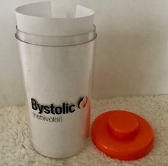 DRUG REP RARE BYSTOLIC CLEAR PLASTIC/ACRILIC CANISTER