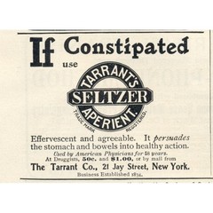 Vintage 1903 Tarrant’s Seltzer Aperient Constipation Relief Print Ad