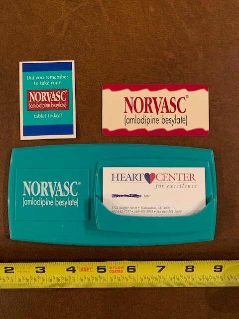 Drug Rep large Magnetic Norvasc business card holder and 2 Norvasc magnets.