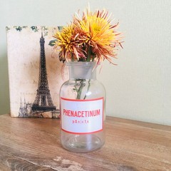 Vintage Apothecary Glass Jar Bottle with lid, Pharmacy Medical Decor, Medicine