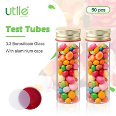Utile 20pcs Glass Test Tubes, Medium Borosilicate Glass Material, 25ml Test T…