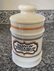 VTG Pharmacy Jar Darvon Compound-65 Custard Glass Apothecary Jar with Lid