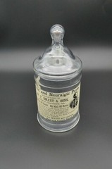Vintage W.P. SMART & SONS Paste Medicine Glass Apothecary Jar Circus Tent Lid 8″