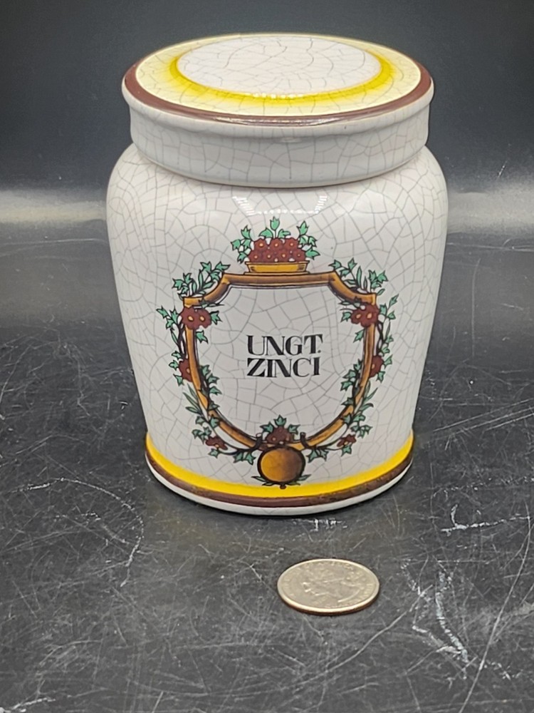 Vintage Apothecary Jar Herr Keramik „Unct Zinci“. Germany *READ *
