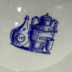 VTG Apothecary Ceramic Ashtray Blue & White Pharmacy Advertising C. Lamb Quote