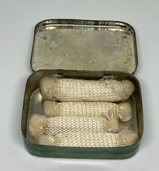 Antique 1930’s Bullard First Aid Pocket Packet Tin Kit & Four Smelling Salts