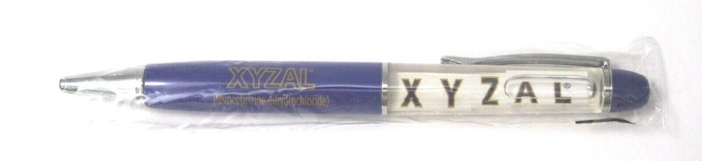 Drug Rep XYZAL Collectible Metal „Floaty“ Pen w/ Fluid-Filled Compartment RARE