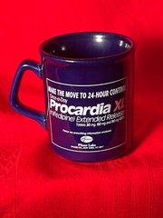 Procardia XL Pfizer Labs Blue Ceramic Coffee Mug Pharmaceutical Drug Swag Cup