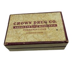 Vintage Crown Drug Co Pharmacy Prescription Pill Box 1950s Medicine Joplin Mo