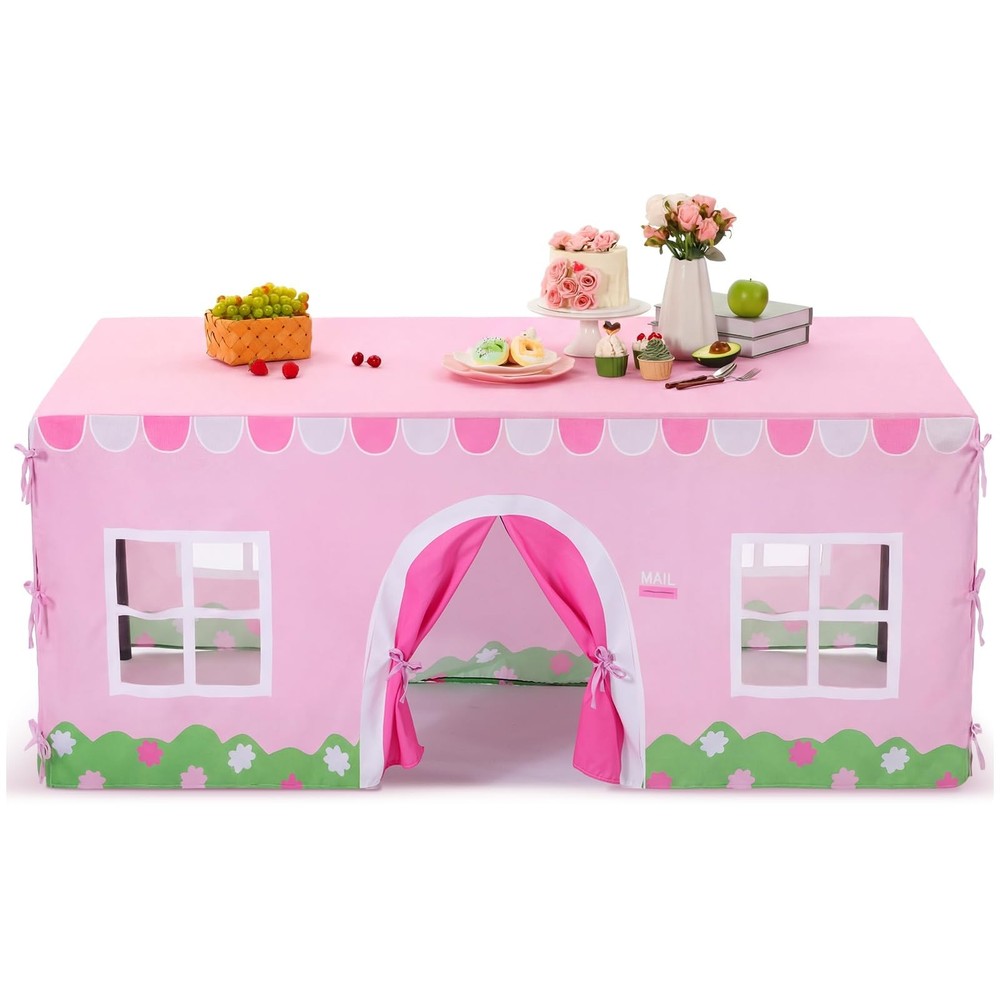 Oudain 10ft x 7.5ft Large Tablecloth Playhouse for Kid Table Fort Cover Table…