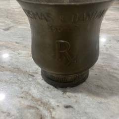 Vintage Mortar Cosmas & Damian NO Pestle Brass Apothecary Secundum Artem