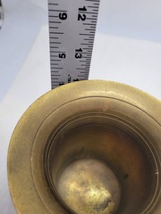 Vintage Solid Brass Mortar and Pestle Set With Square Handles Iridescent Patina